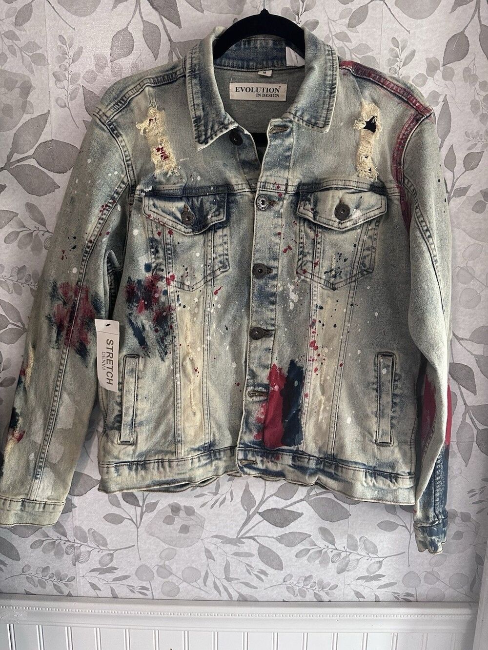 Evolution in Design Painted Jean Jacket Size Medium